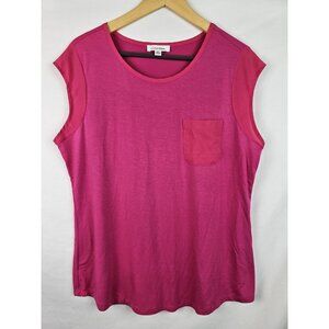 Calvin Klein Women's Top Plus Size 0X Magenta Pink Sleeveless Blouse Shirt